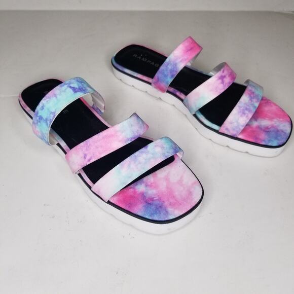 RAMPAGE Women's Ally Lug Sole Slide Sandals in Pastel Pink/White/Blue size 8.5 - Picture 3 of 8